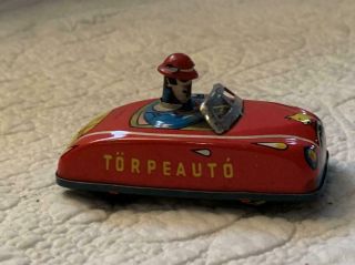 Vintage Torpeauto Tin Toy Race Car Friction Rare 1960 