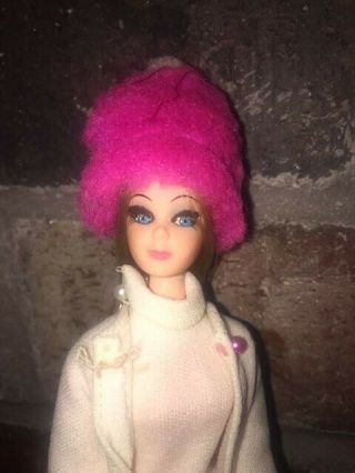 Vintage 1970 Topper Dawn Doll W/dress,  Coat,  Hat,  Hanger,  Shoes