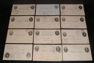 Lqqk 12 Antique Early 1900s U.  S.  Letter Postal Cards,  Various States 3