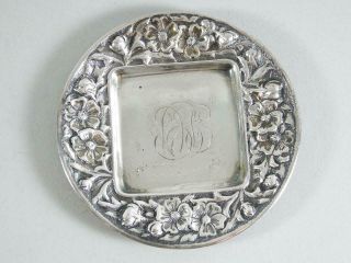 Antique Gorham Sterling Silver Repousse 3 1/2 " Pin Dish / Tray