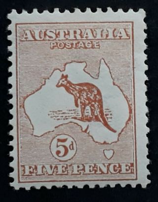 Rare 1913 - Australia 5d Chestnut Kangaroo Stamp