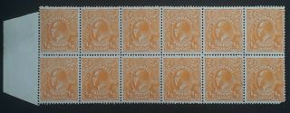 Rare 1928 - Australia Blk 12x1/2d Orange Kgv Stamps P13 1/2x12 1/2 Smwmk Muh