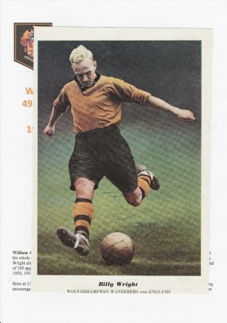 Billy Wright Wolves 1946 - 1959 Rare Hand Signed Annual Cutting