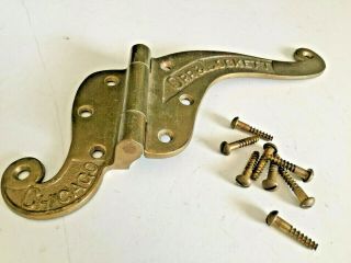 Heavy Chicago Antique Orr & Lockett Hardware Brass Hinge 3 1/4 " X 8 1/2 "