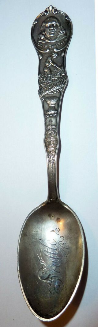 1910s Silver Spoon Native American Indian Design Chief Seattle Washington