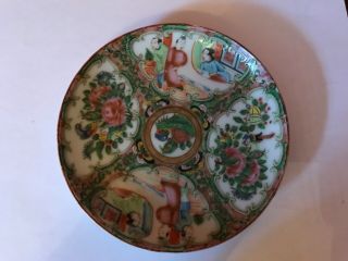 Antique Chinese Canton Famille Verte / Rose Saucer
