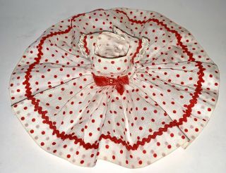 Vintage Madame Alexander Cissette Tagged Dress.  Red Polka Dots