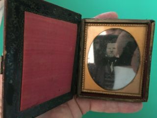 Antique 1800s Daquerrotype In Leather Case,  1800s Small Photo Album