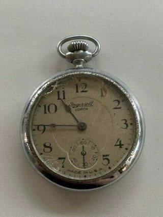 Vintage Ingersoll Junior Pocket Watch Made In U.  S.  A Parts/repair