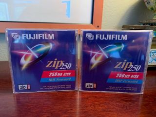 Fujifilm Zip 250 Ibm Formatted 250 Mb Disk 2 Pack Rare Vintage