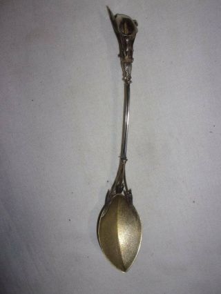 Rare Antique Calla Lily By Whiting Sterling Silver Goldwash Berry Spoon 1870 