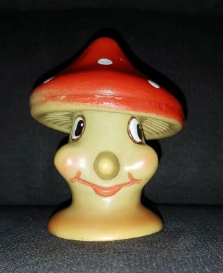 1970 Vintage Romanian Rubber Toy Aradeanca - Happy Mushroom 9 Cm Rare