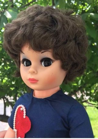 Vintage 1966 18” Pm Sales Inc Doll Flirty Off - Center Eyes Makeup Hippy Groovy
