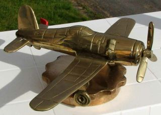 Rare Early Large Brass Airplane Radiator Cap Mascot L@@k F833
