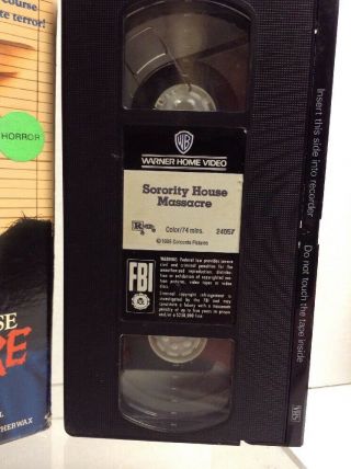 Sorority House Massacre 1986 VHS RARE CULT HORROR SLASHER 3