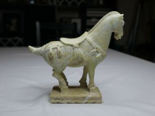 Hand Carved Antique Chinese Ivory Colored Soapstone Horse Figurine large 7 