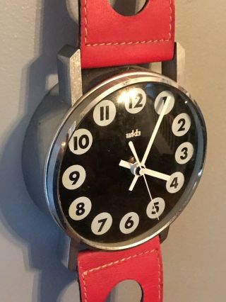 Vintage 1970s Ultra Rare Red Giant Wrist Watch Wall Clock Great