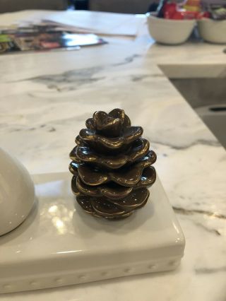 Nora Fleming Retired Mini Pinecone With Gold Tips,  Rare Vhtf