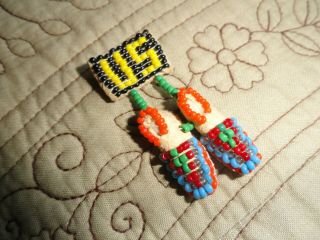Antique Vintage Native American Indian Handmade Bead Work MoccasinsPIN,  with U.  S 3