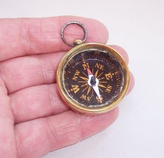 Antique Vintage Trench Art Wwi Directional Compass Brass With Victorian Penny