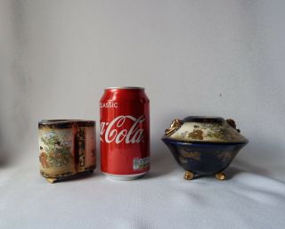 2 Japanese Satsuma Vases/burners,  Meiji Period (1868 - 1912) H8cm
