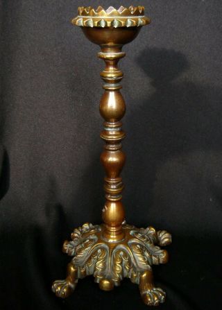 Victorian Brass Candlestick Candle Holder Gothic Style Patination
