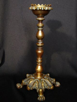 Victorian Brass Candlestick Candle Holder Gothic Style Patination 2