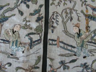 2 Antique Chinese Embroidery Panels Silk Panels 36x 3 1/2 "
