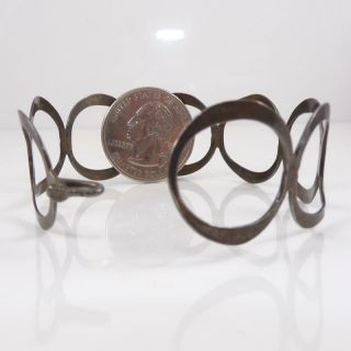 VTG antique Arts & Crafts Sterling Silver Modernist Circle Bangle Bracelet LFH4 3