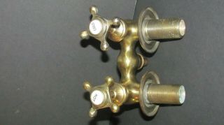 VTG/ANTIQUE CLAWFOOT BATHTUB BRASS FAUCET With PORCELAIN HOT And COLD HANDLES 2