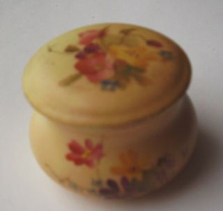 Antique Royal Worcester Blush Ivory Pot & Cover Hand Painted Flowers C1908