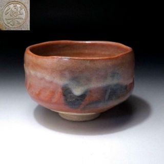 Lp13: Vintage Japanese Pottery Tea Bowl Of Raku Ware,  Aka Raku