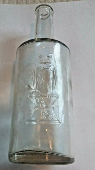 Vintage Owl Drug Co Rare Embossed Clear Round Bottle 2 - Wing 6 - 3/4 " Todco Mark