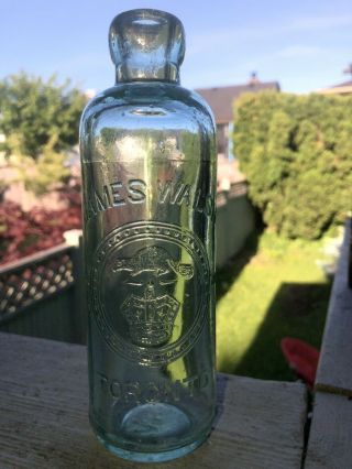 Rare Toronto,  Ontario Hutchinson Soda Bottle James Walsh Beaver Crown Jw Bottom