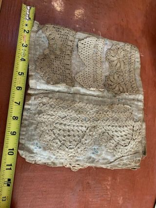 Antique Textile Crochet Sampler Victorian Sewing Tatting Primitive Cotton Cloth
