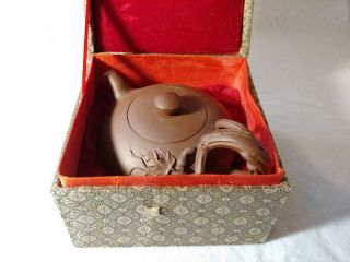 Chinese Exquisite Yixing Zisha Teapot Hand Carved Pine Tree Branch Signed
