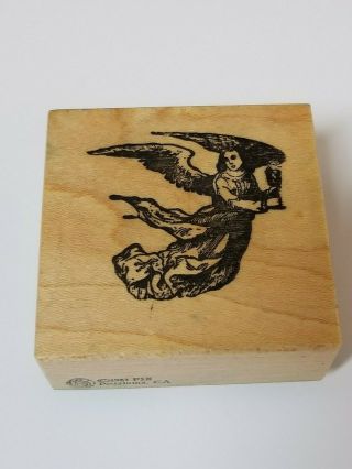 1983 Psx Flying Angel Rubber Stamp Wood Ink Art Craft - Retired Very Rare