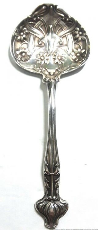 Sterling Silver 1900 Art Nouveau H76 Gorham Repousse Tea Cady Bonbon Spoon