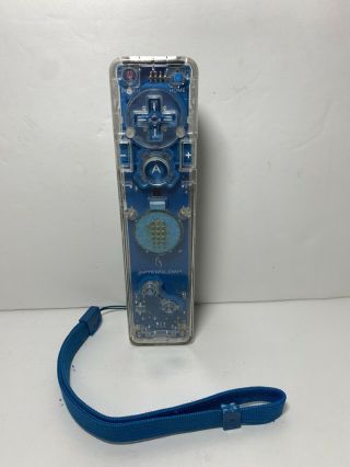 Nintendo Wii Remote Controller Afterglow With Motion Plus Rare Blue Light Up