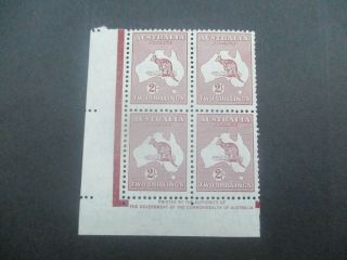 Kangaroo Stamps: 2/ - C Of A Watermark Imprint Block Of 4 - Rare (c281)