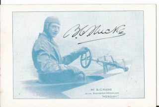 Gb Early Aviation Postcard Hand Signed B.  C.  Hucks 1st Loop In Aircraft Very Rare