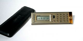 Rare Vintage Bulova Quartz Lcd Travel Alarm Clock / Calculator Gold Model B6931