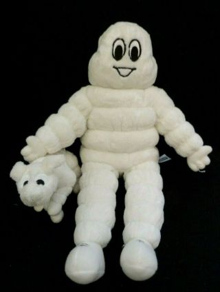 Rare Plush Michelin Man With Dog Marshmallow Fluffy Furry Toy Doll Tires