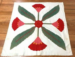 Antique Pa Album Applique Quilt Top Pc Red Cheddar Green Last One