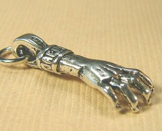 Rare Vintage Sterling Silver “get A Grip” Grotesque Hand Halloween Charm