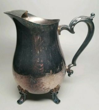 Vintage Oneida Usa Silverplate Countess 64oz Footed Water Pitcher Jug W/ Ice Lip