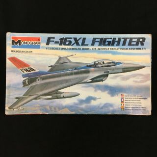 Vintage Monogram F - 16xl Fighter Jet 1/72 Plastic Scale Model Aiplane Kit Rare
