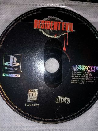 Resident Evil Sony Playstation 1 Ps1 Disc Only Black Label Long Box Rare