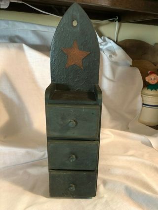 Primitive 3 Drawer Green Spice Cabinet/box/cupboard/apothecary/painted