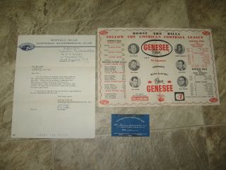 Rare 1963 Afl Buffalo Bills Qb Club Signed Letter To Bill Miller By Bill Leachy
